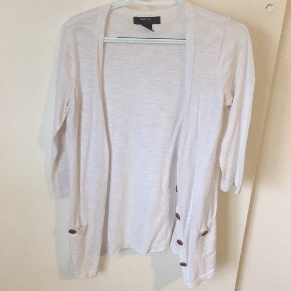 White Button-Down Cardigan